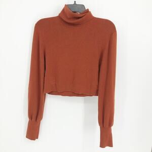 Wilfred Womens Rebecca Sweater Medium Orange Wool Blend Turtleneck Knit Artizia
